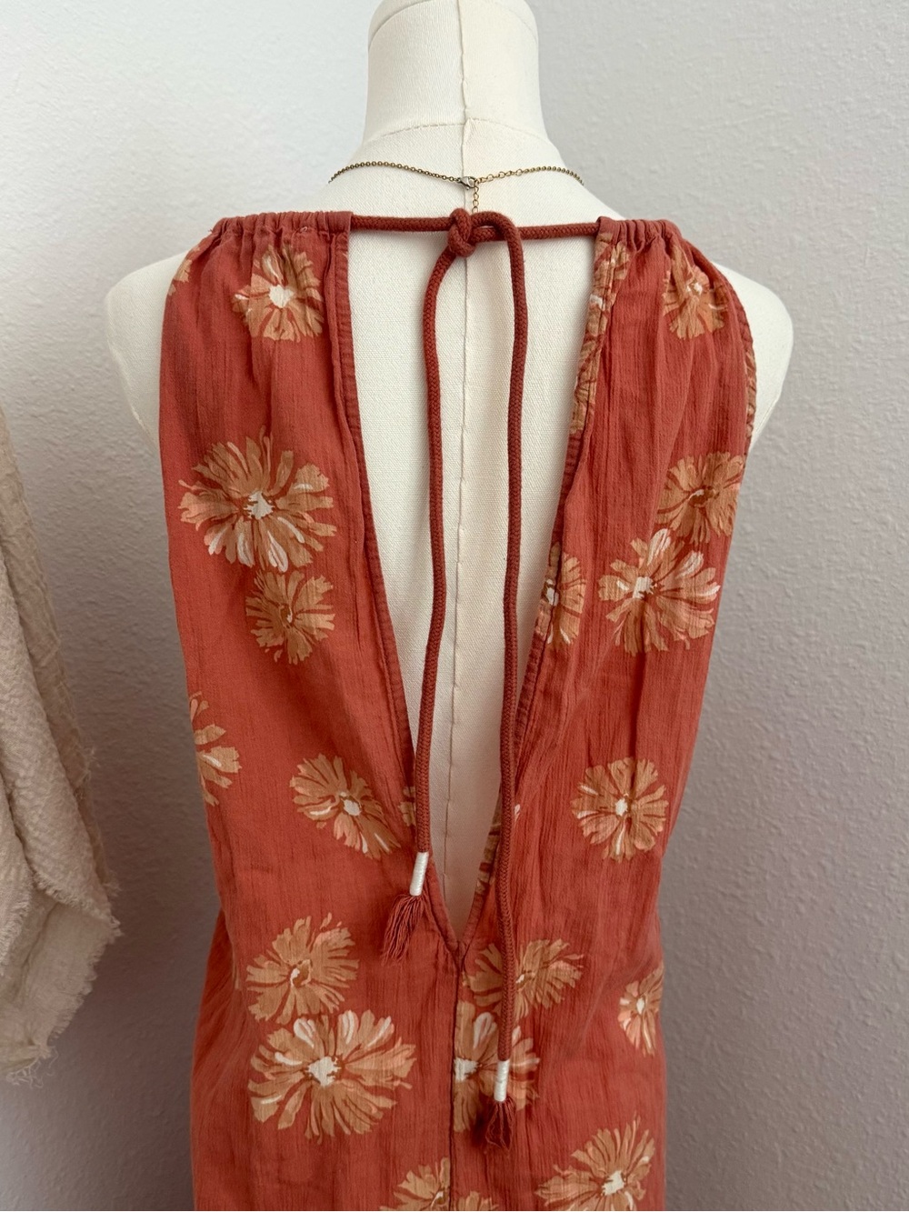 Madewell 100% Cotton Floral Open Back Halter Maxi Dress Medium - Picture 4 of 8